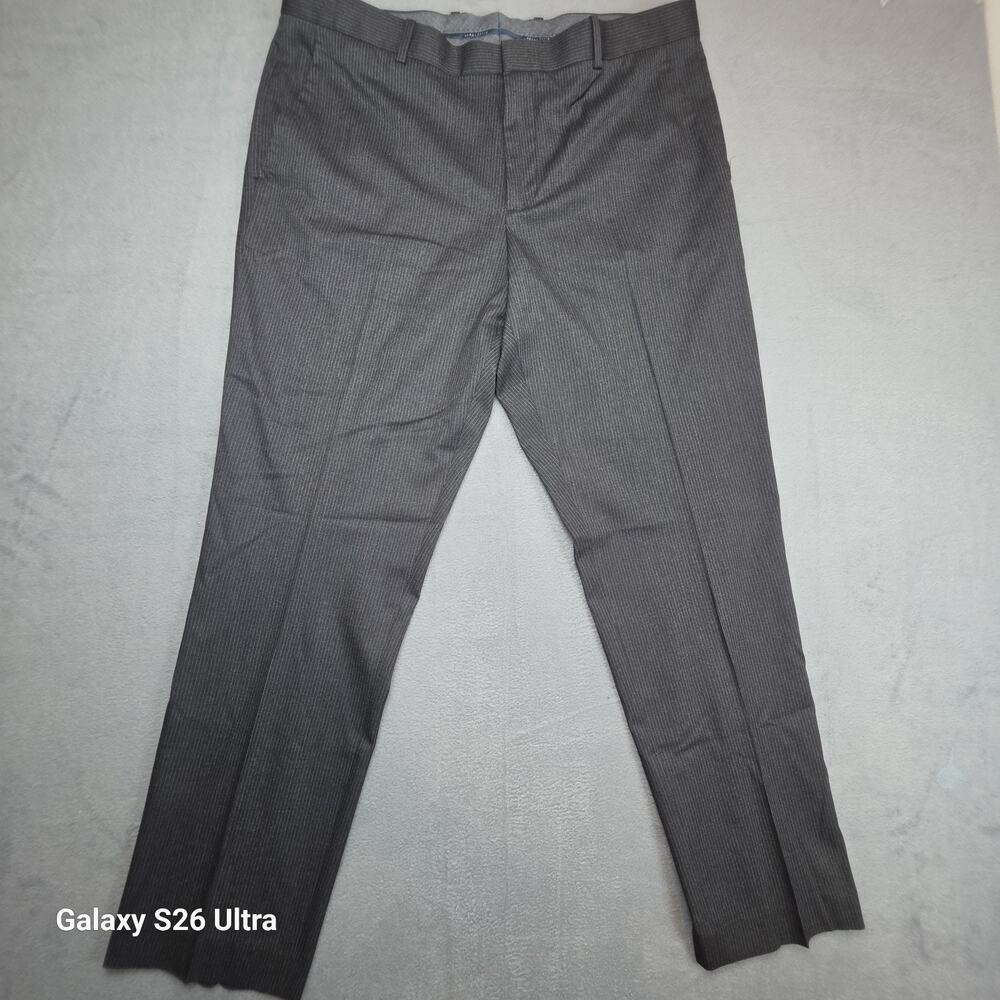 🔥 Perry Ellis Slim Fit Stretch Dress Pants Mens 36x30 Gray Modern Office Busine